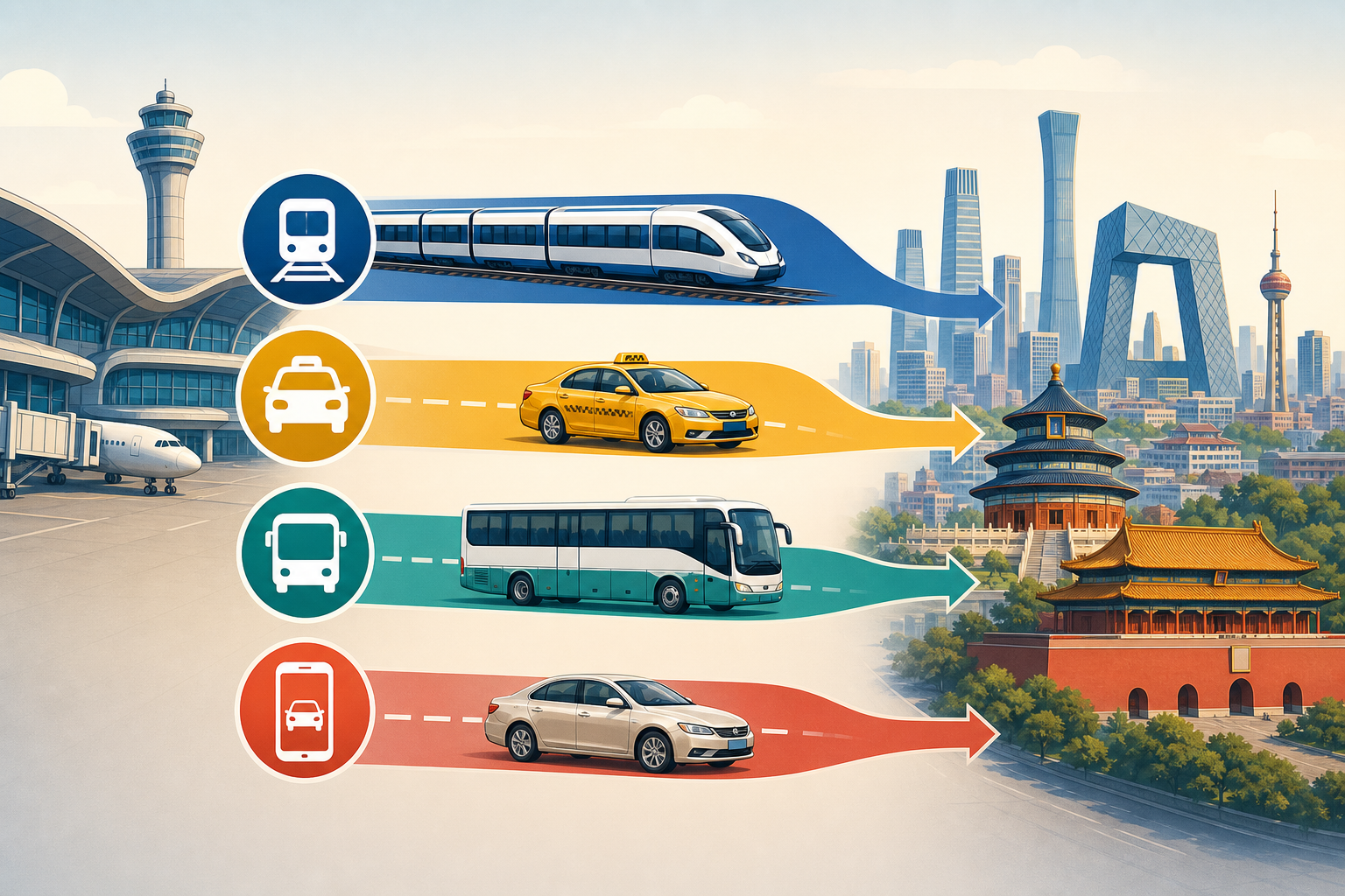 Transport options from Beijing Capital Airport to the city.