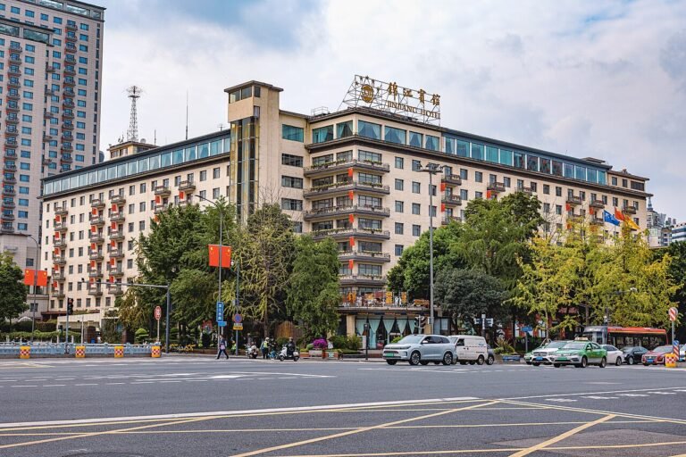 A hotel reception desk in China