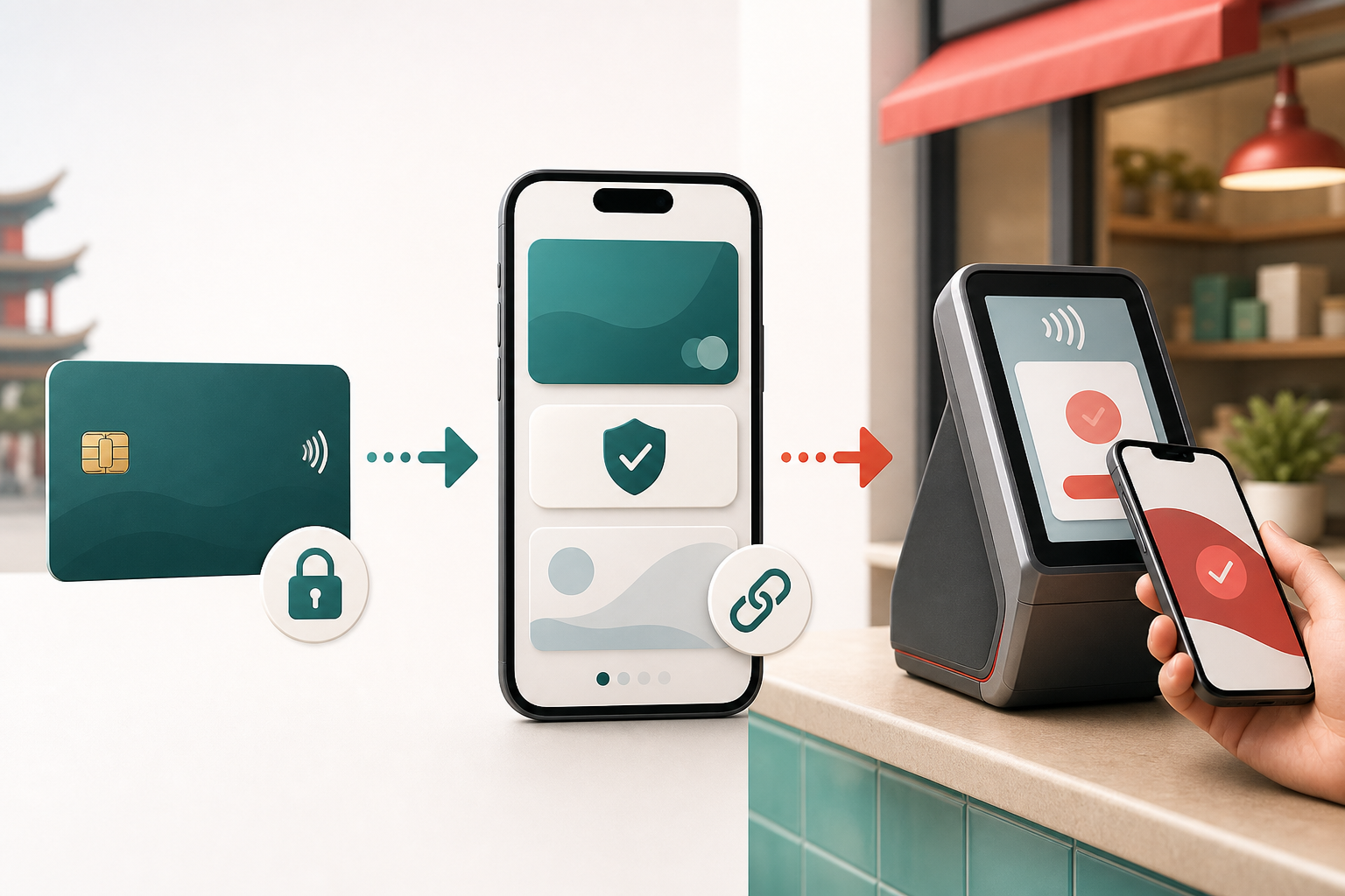 Foreign bank card linked to a mobile wallet for payment in China.