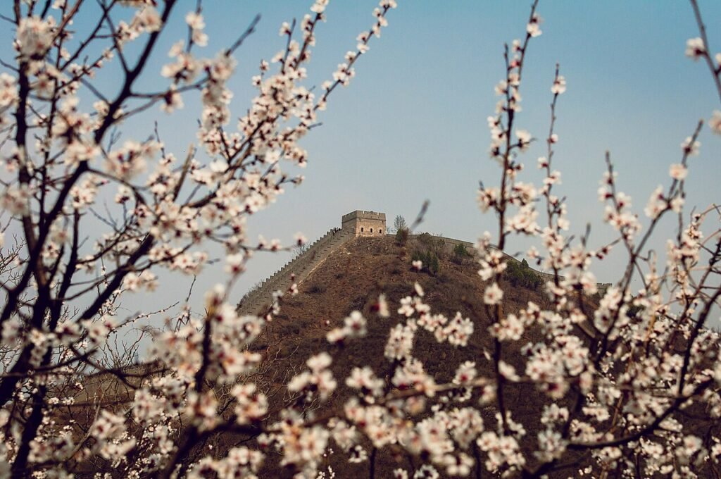 Travelers exploring a scenic landmark in China