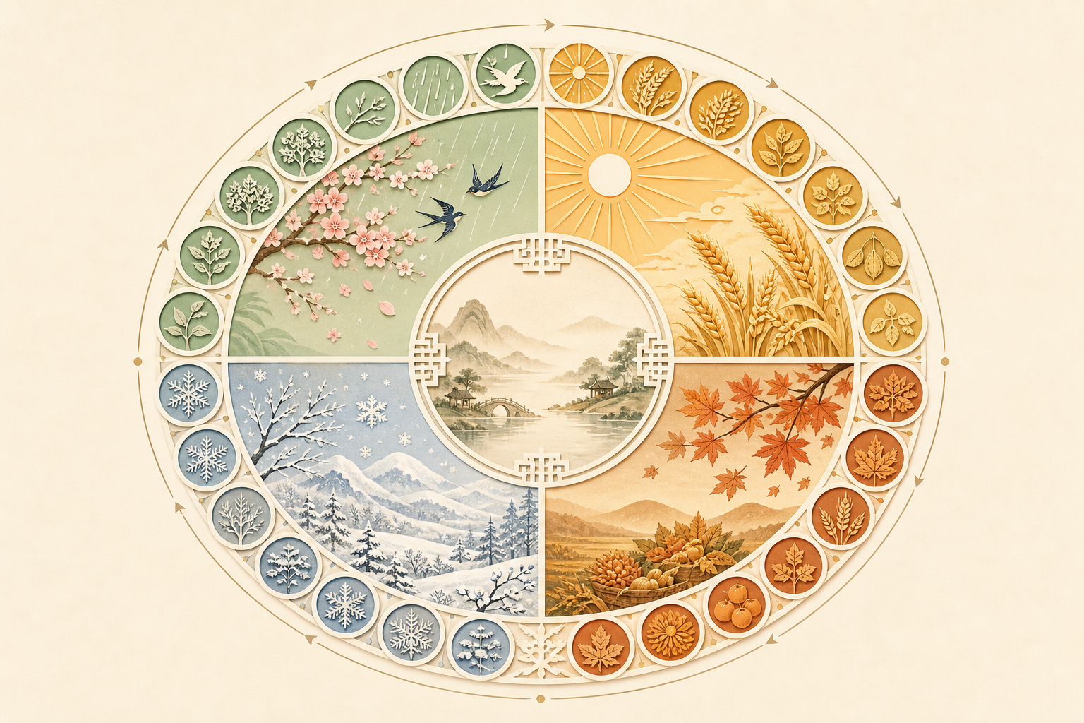 The twenty-four solar terms of the traditional Chinese calendar.
