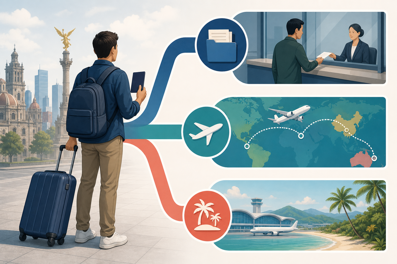 Three possible entry routes for Mexican visitors to China.