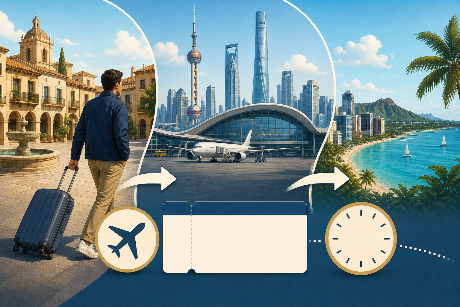 Third-country transit route through China for a Spanish traveler.