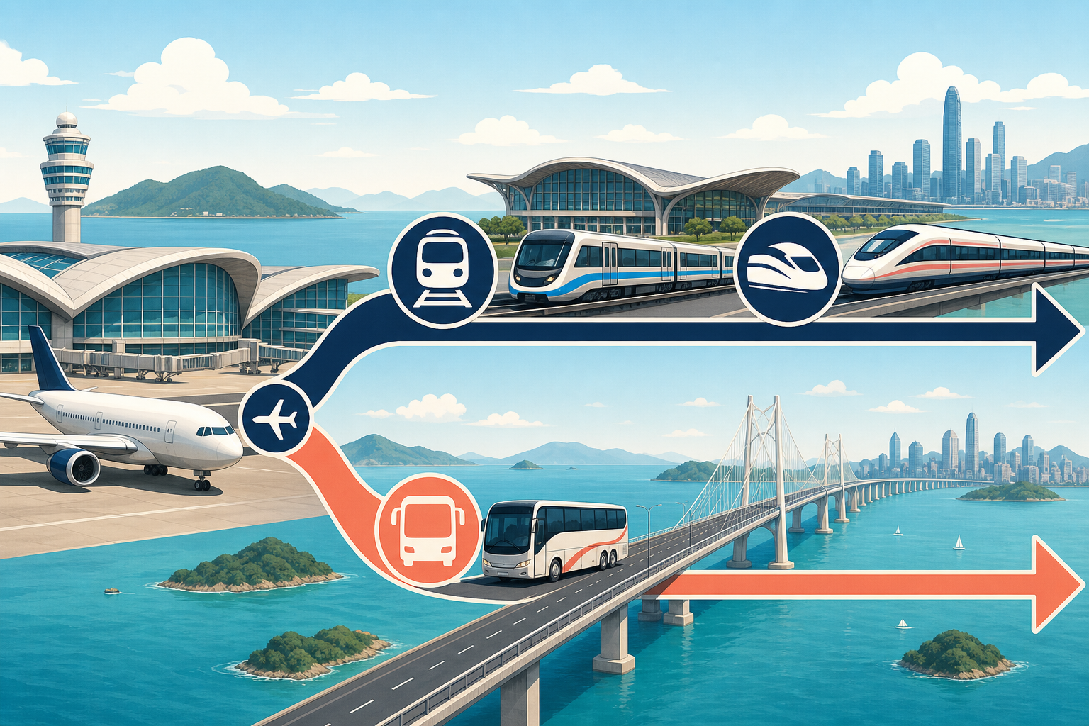 Onward routes from Hong Kong Airport to mainland China.