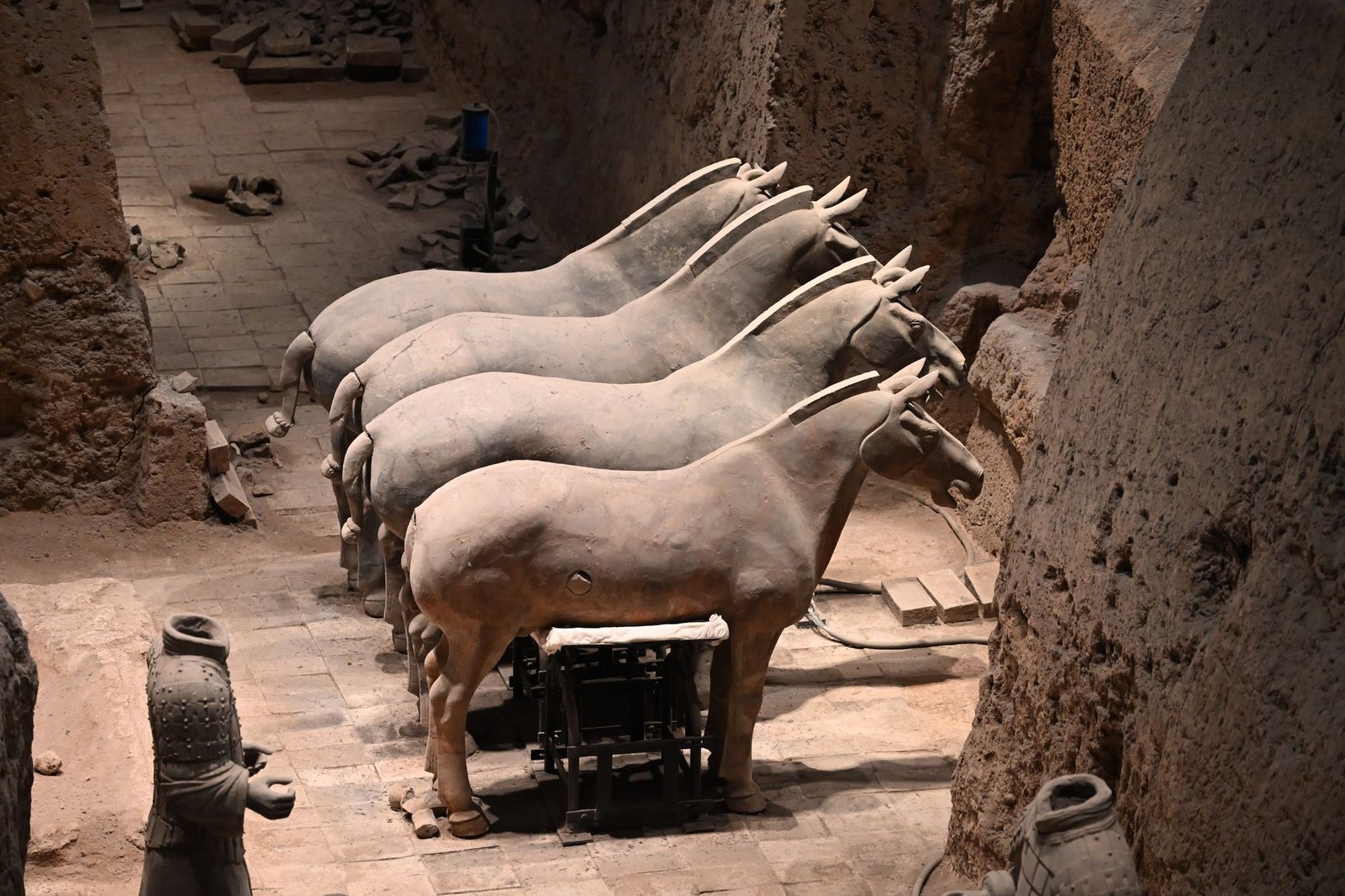 Qin bronze chariot and horses displayed near the Terracotta Army.