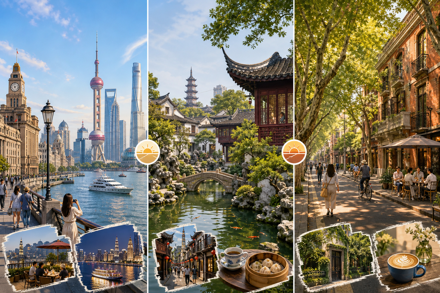 Three-day sightseeing plan for a first visit to Shanghai.