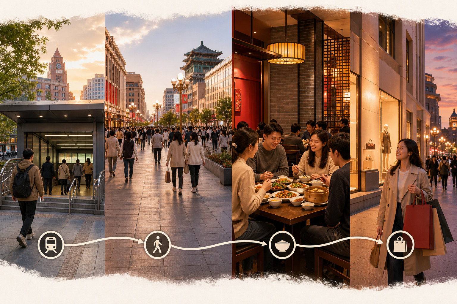 Simple plan for visiting, eating, and shopping near Wangfujing.