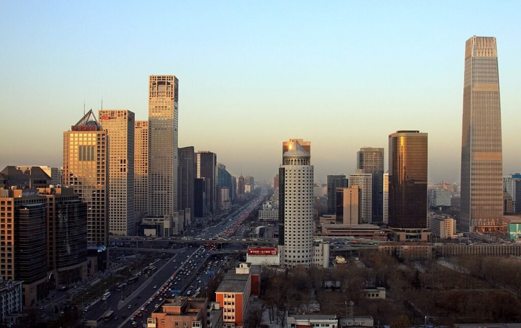 Beijing city skyline near central tourist areas