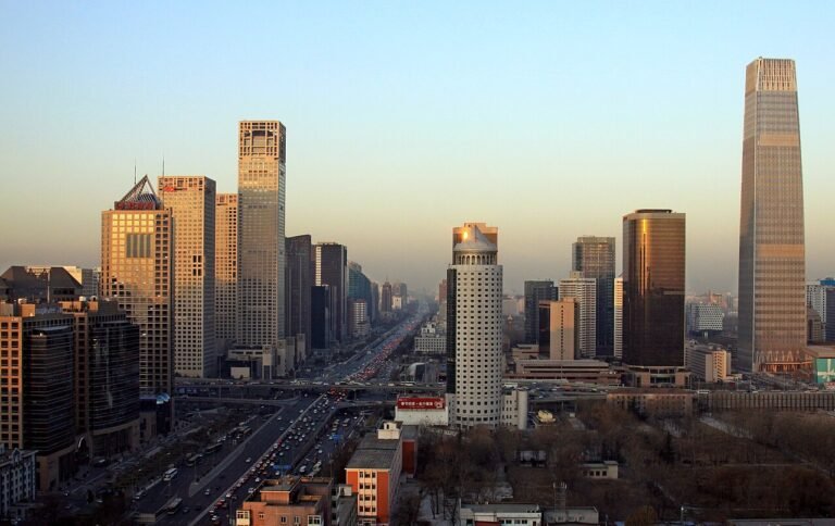 Beijing city skyline near central tourist areas