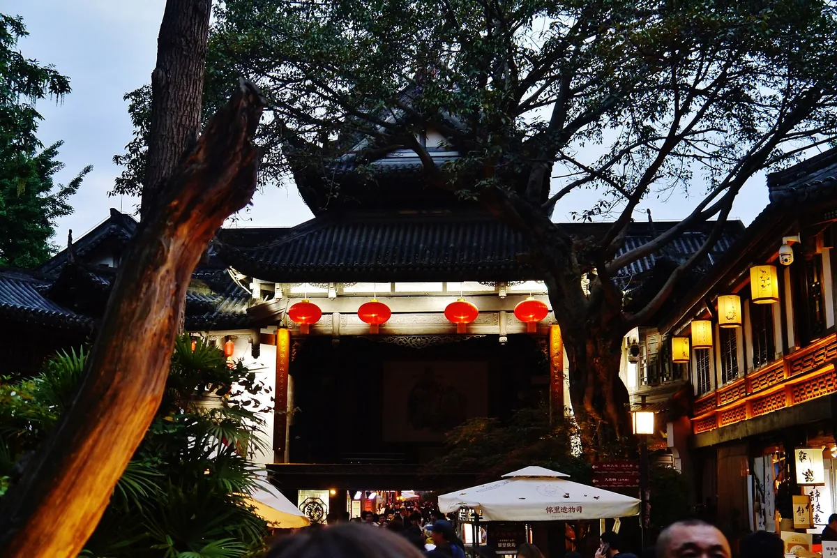 Courtyard and traditional-style buildings at Jinli Ancient Street in Chengdu