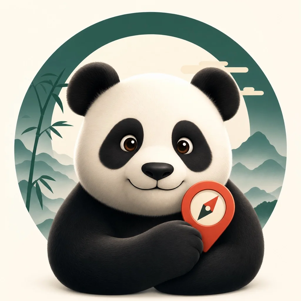 Relax in China app icon with a panda holding a travel marker