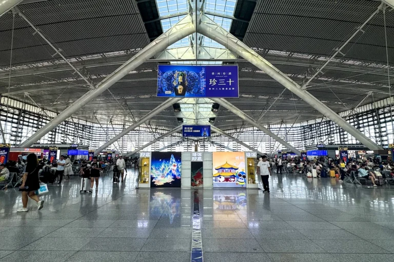 Passenger concourse at Qingdao North Railway Station in China