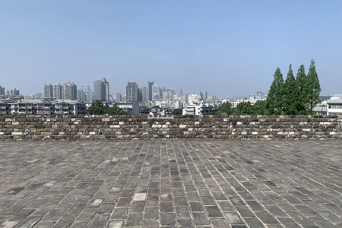 Brick walking surface on the south section of Nanjing City Wall