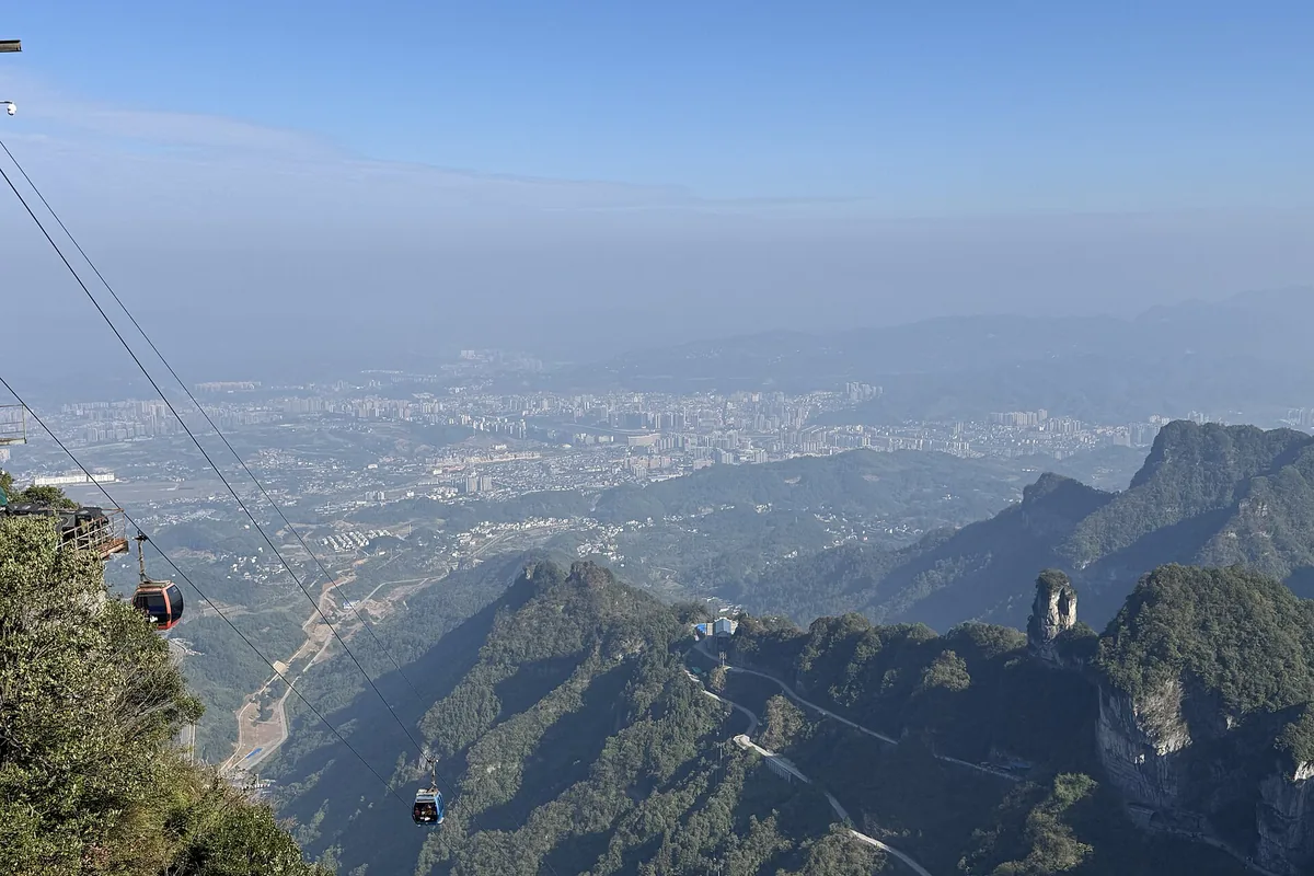 View across Zhangjiajie from a high path on Tianmen Mountain