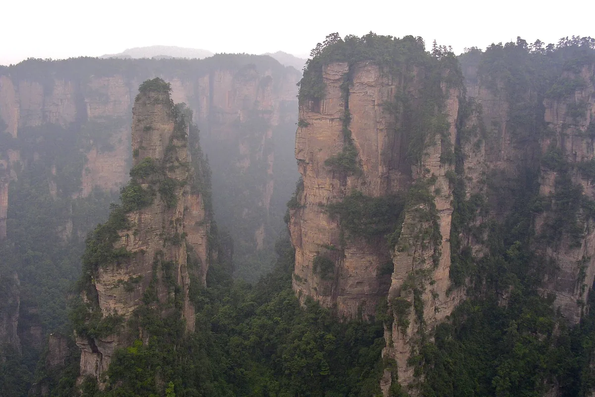 Quartz-sandstone peaks at Yangjiajie in the Wulingyuan scenic area