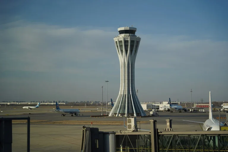 Air traffic control tower at Beijing Daxing International Airport