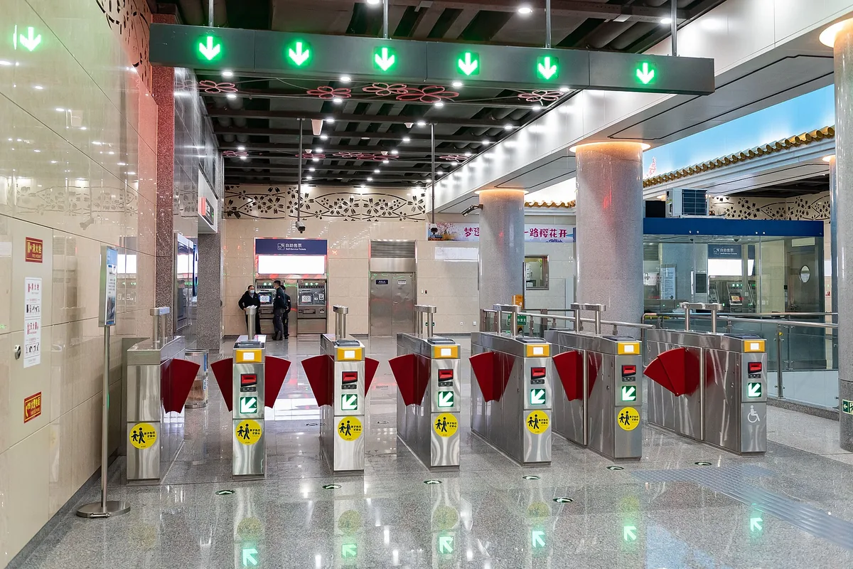 Fare gates at a Beijing Subway station