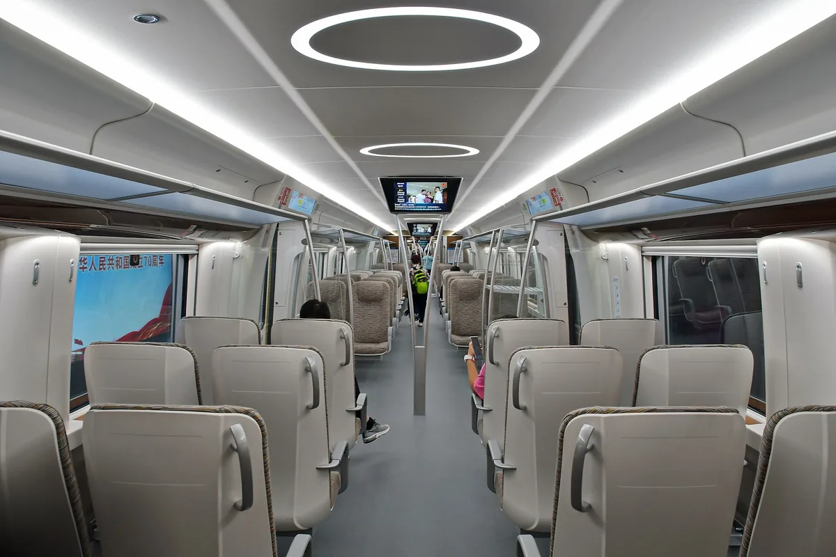 Interior of a Beijing Daxing Airport Express train