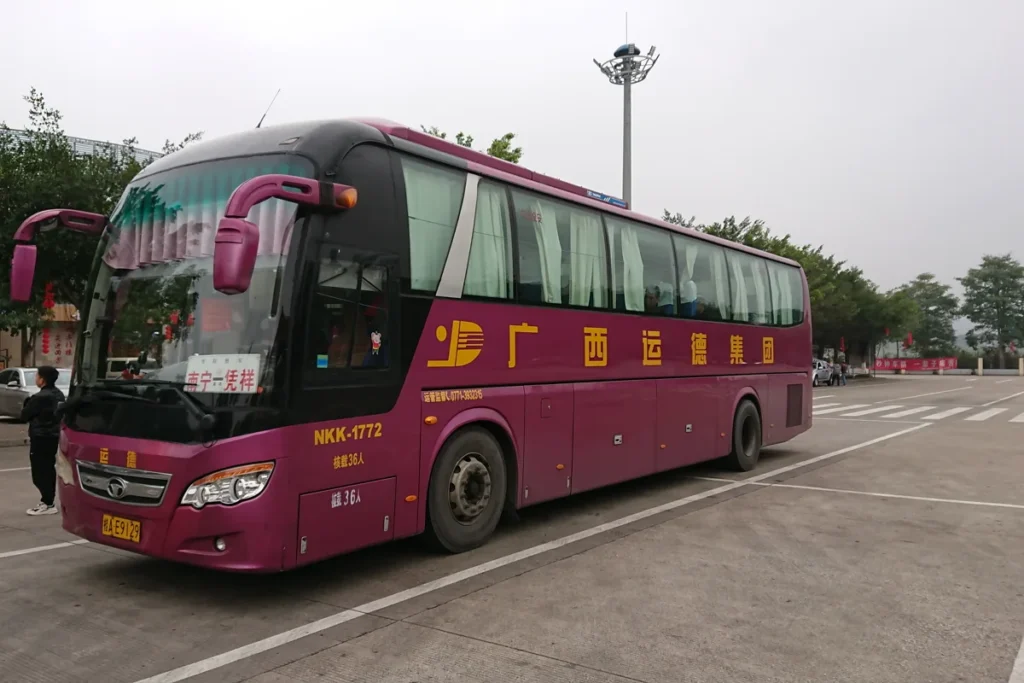 Long-distance coach serving a Nanning-Pingxiang route in Guangxi