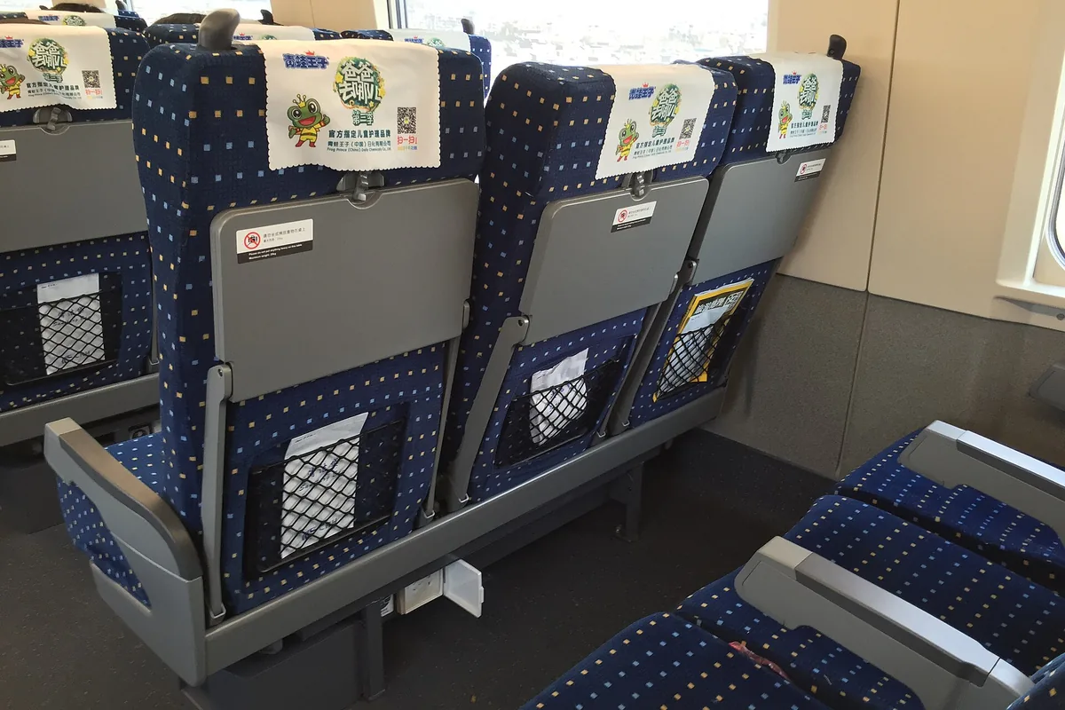Rows of second-class seats aboard a CRH380A high-speed train