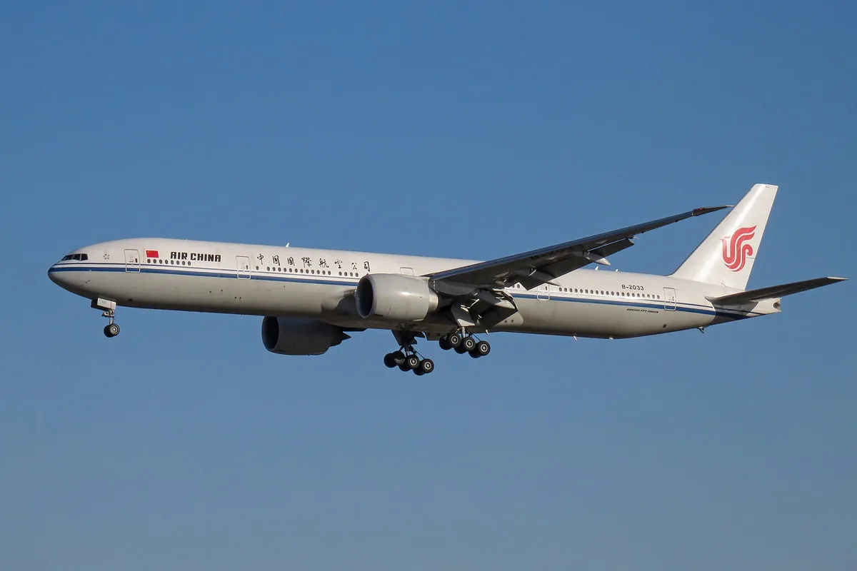 Air China passenger aircraft approaching Beijing Capital Airport