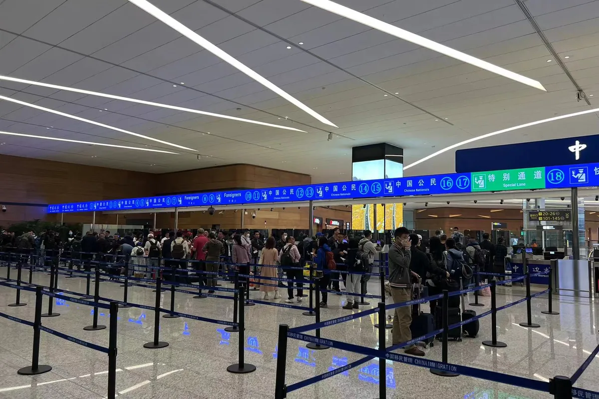 Border control area at Terminal 2 of Chengdu Tianfu International Airport