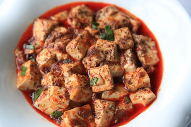 Mapo tofu in a Sichuan-style red sauce
