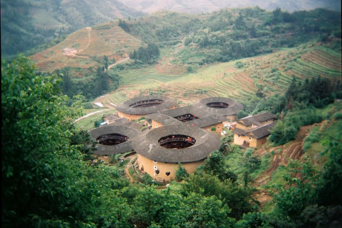 Tianluokeng tulou cluster among terraced hills in Fujian