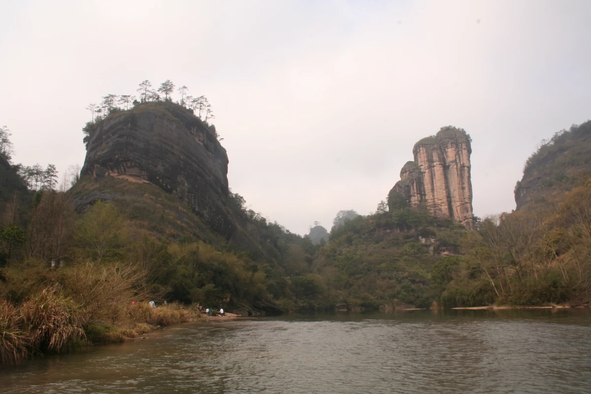 Nine-Bend River flowing between forested sandstone peaks at Mount Wuyi