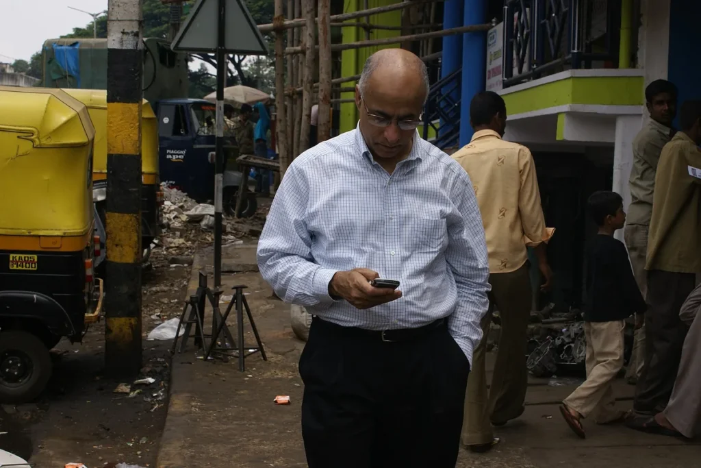 Person checking email on a mobile phone