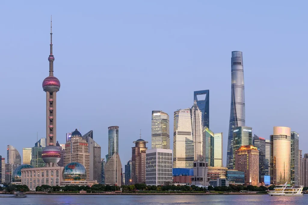 Pudong skyline viewed across the Huangpu River in Shanghai