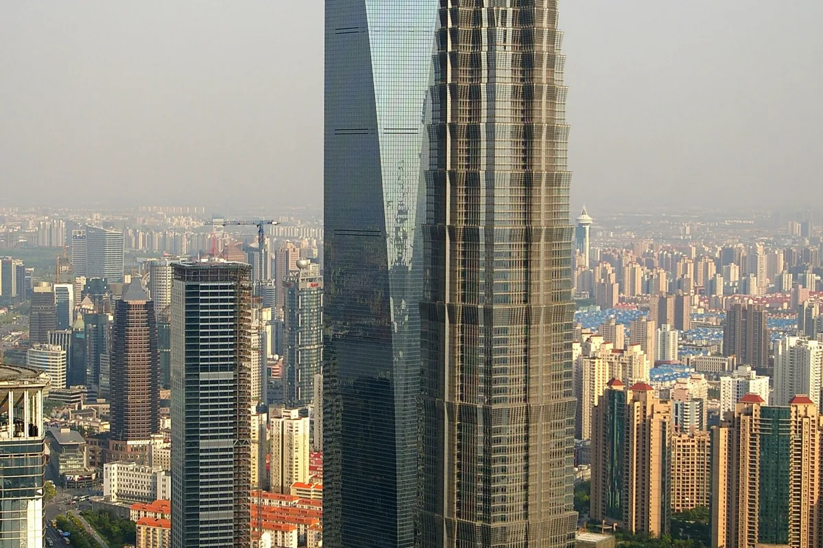 Jin Mao Tower and Shanghai World Financial Center seen from above