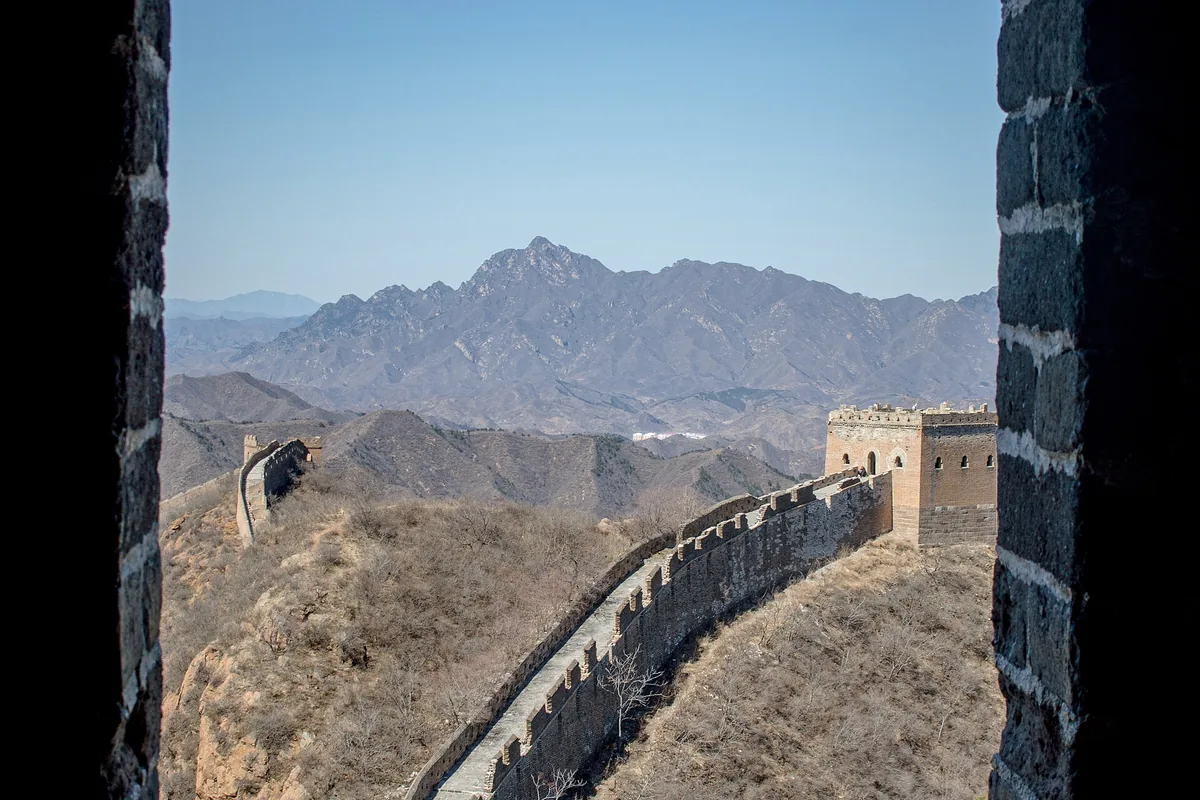 Jinshanling Great Wall seen through a watchtower arch