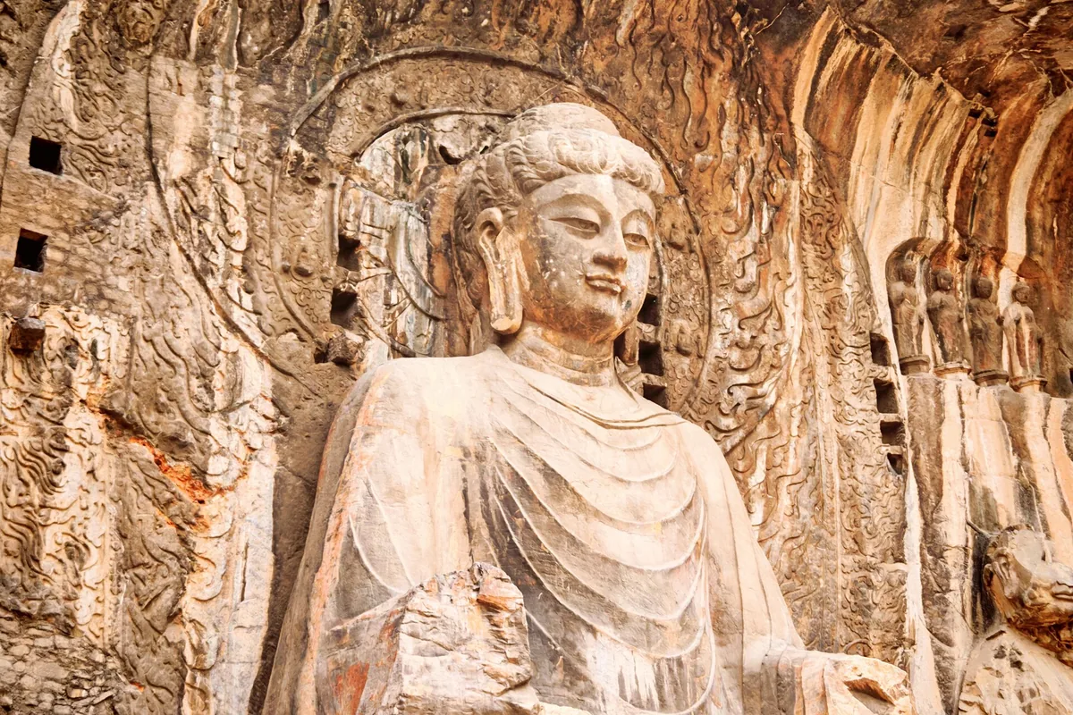 Vairocana Buddha sculpture at Fengxian Temple in Longmen