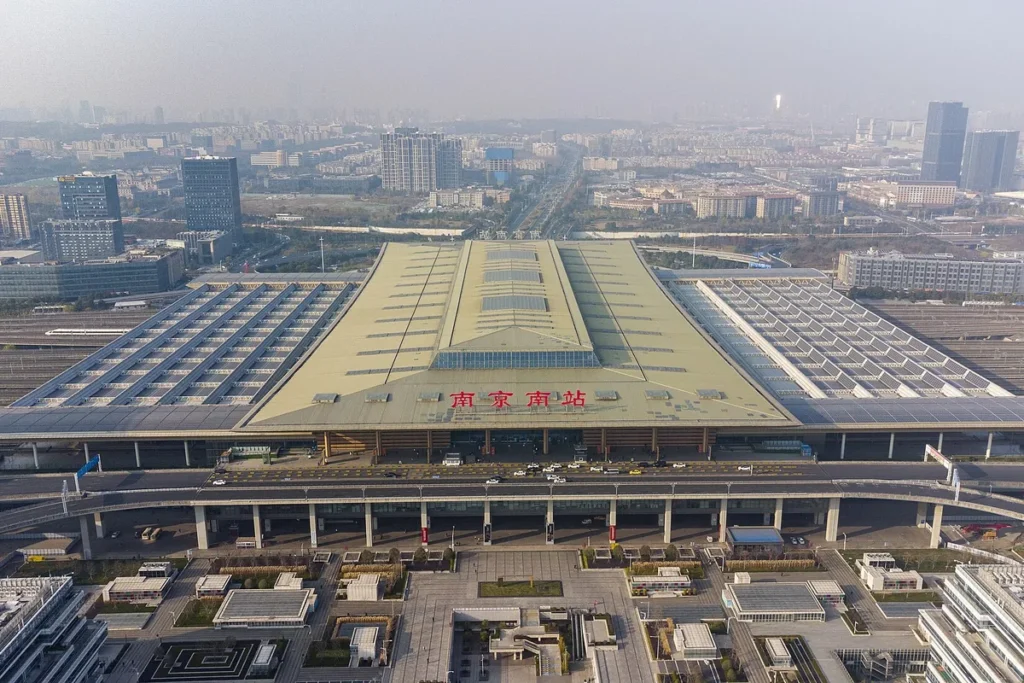 Aerial view of Nanjing South Railway Station