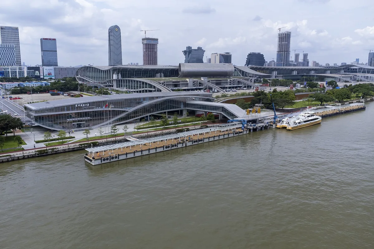 Exterior entrance of Pazhou Ferry Terminal beside the Pearl River