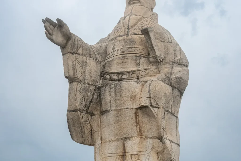 Modern monumental warrior statue near the Terracotta Army site