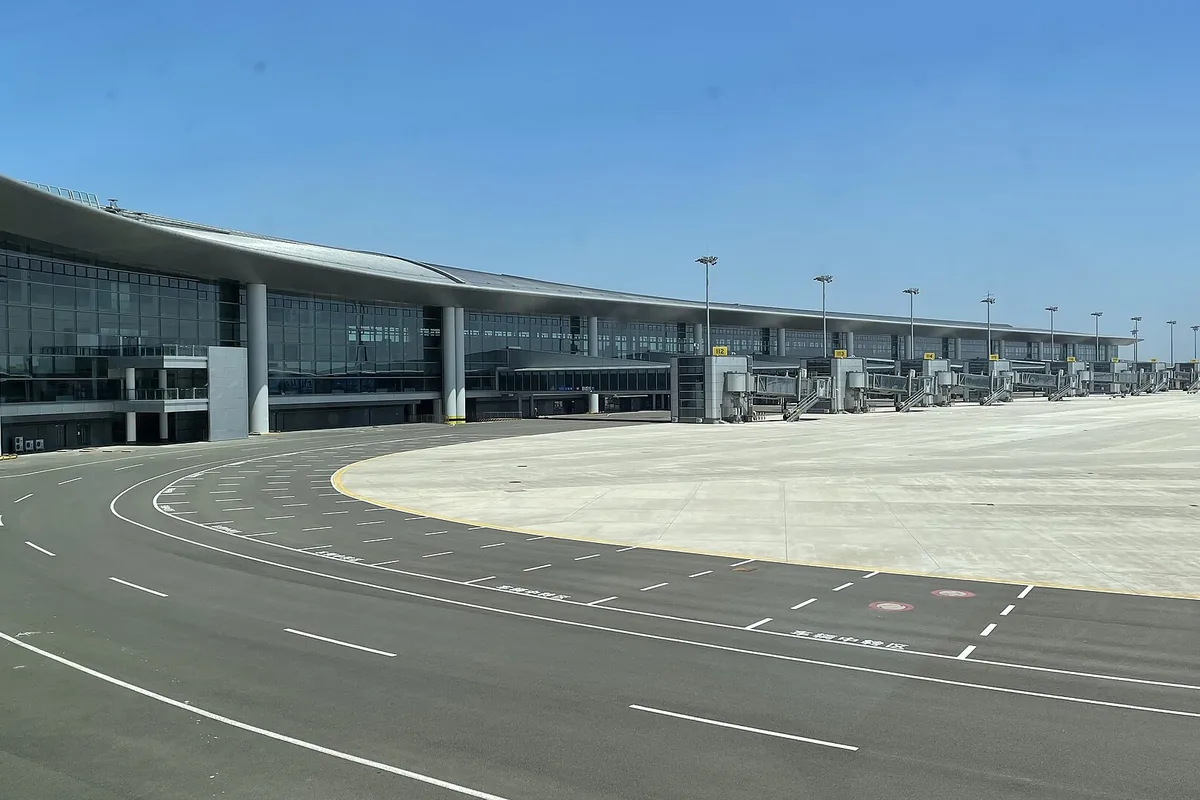 Exterior of Qingdao Jiaodong International Airport terminal