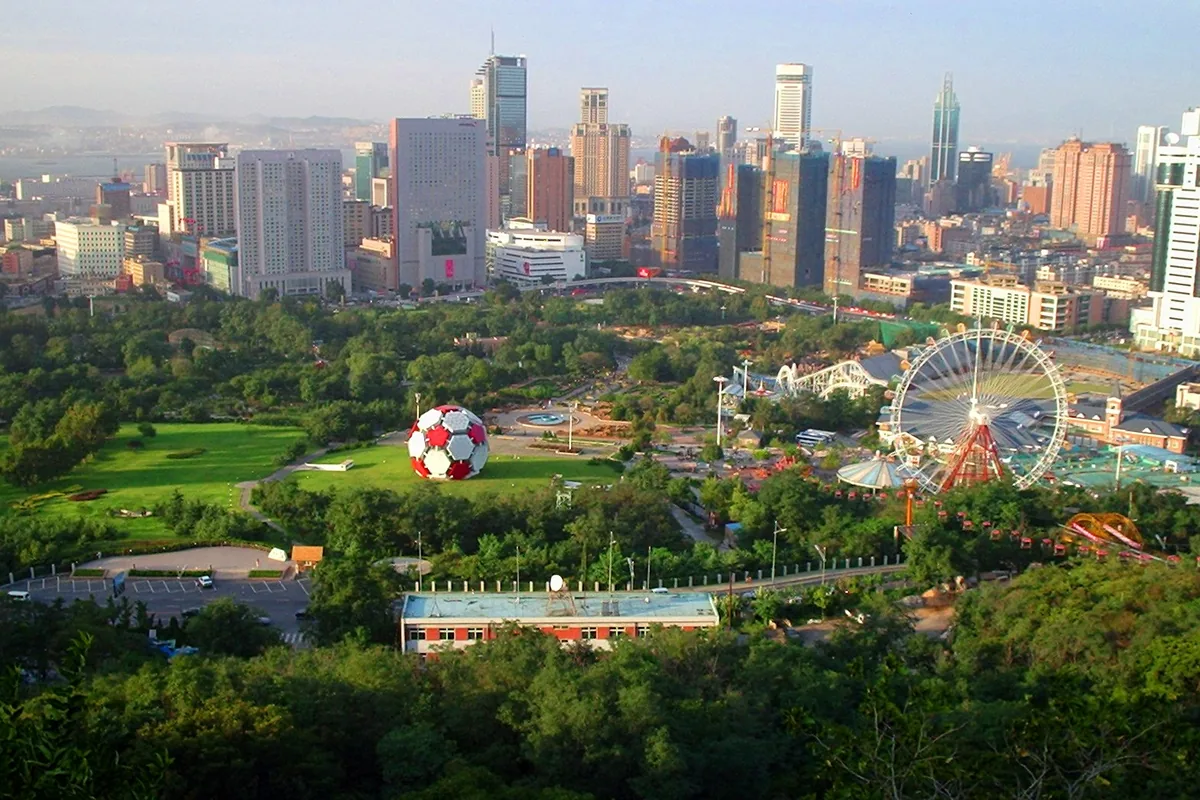 Dalian skyline and Labour Park viewed from Lushan Hill