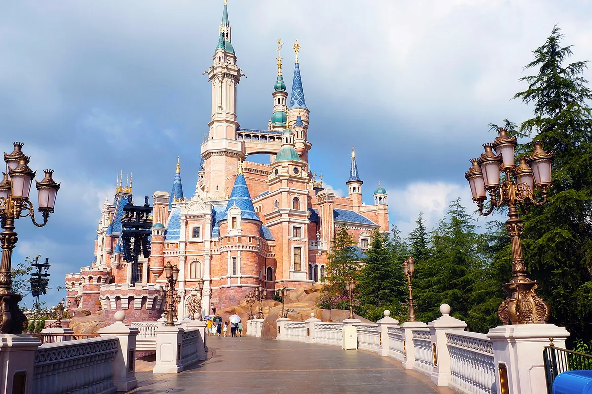 Enchanted Storybook Castle at Shanghai Disneyland in daylight