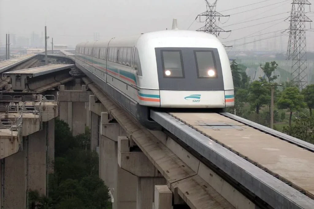 Shanghai Maglev Train on the track