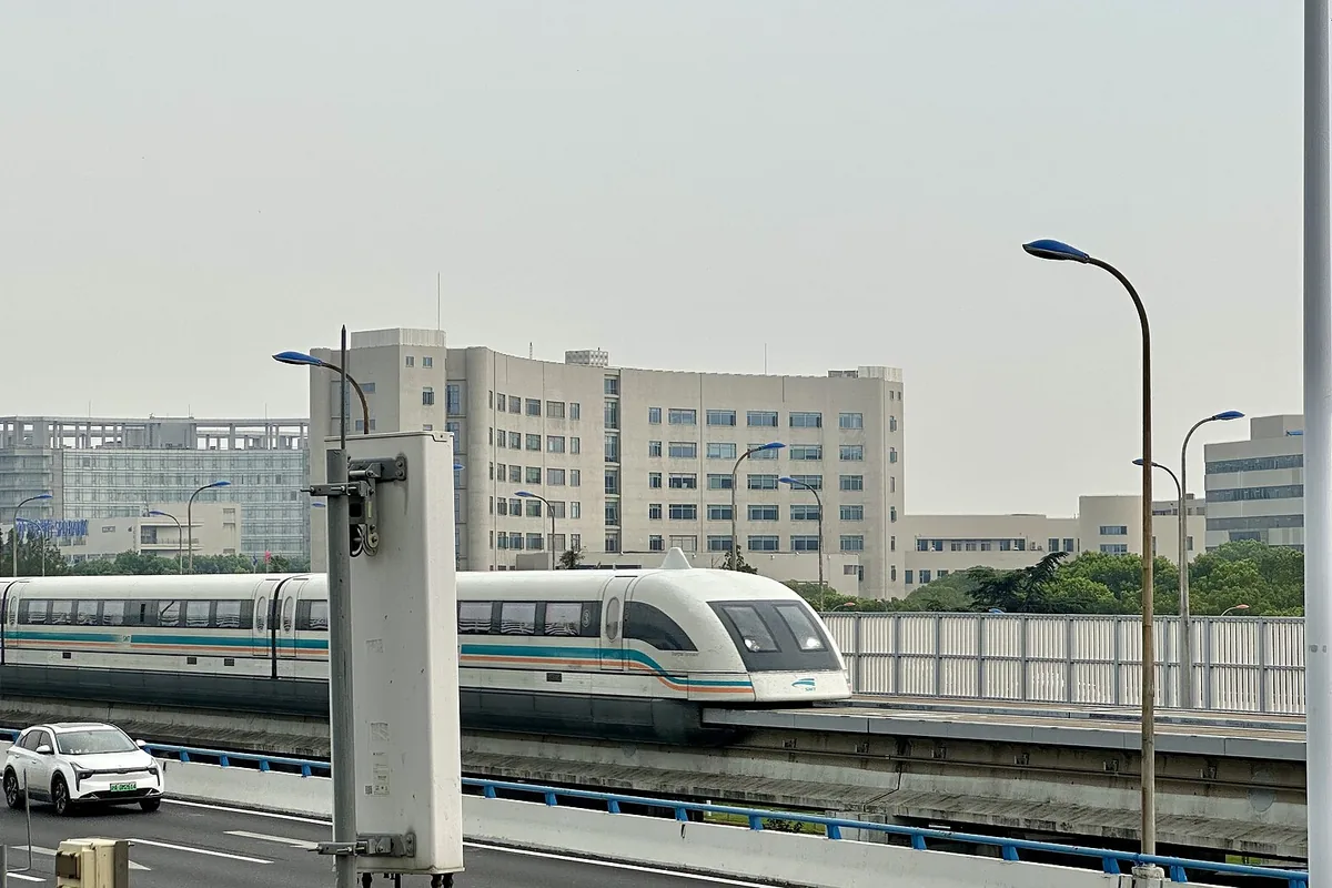 Shanghai Maglev Train near Haitiansan Road Station, Aug 11 2023