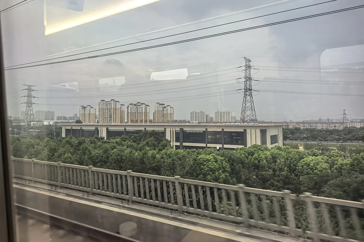 Photo is taken on the train of Beijing-Shanghai High-Speed Railway
