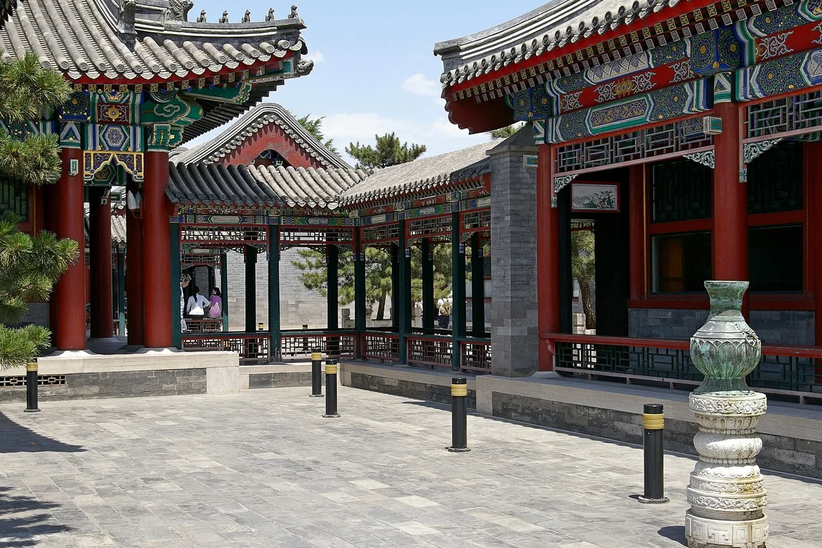 Painted palace corridors inside the Summer Palace in Beijing