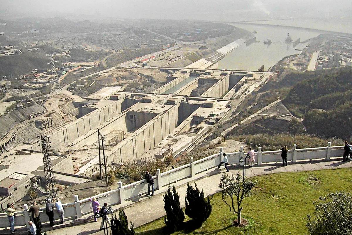 Five-step ship locks beside the Three Gorges Dam