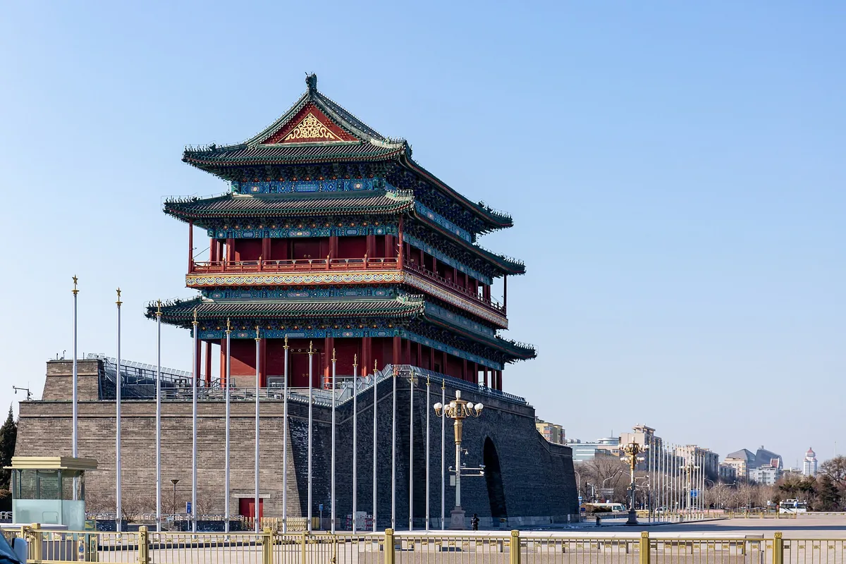Zhengyangmen gate at the south end of Tiananmen Square