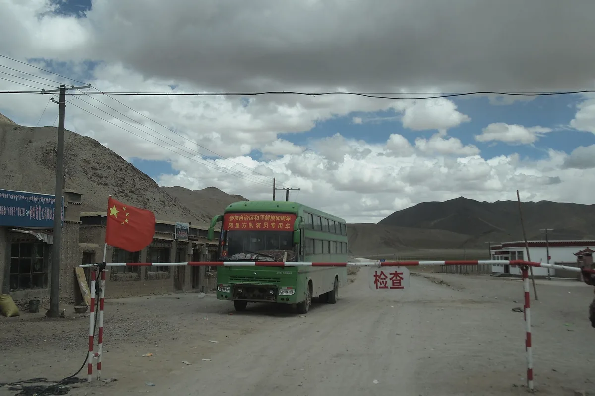 Traffic checkpoint in western Tibet