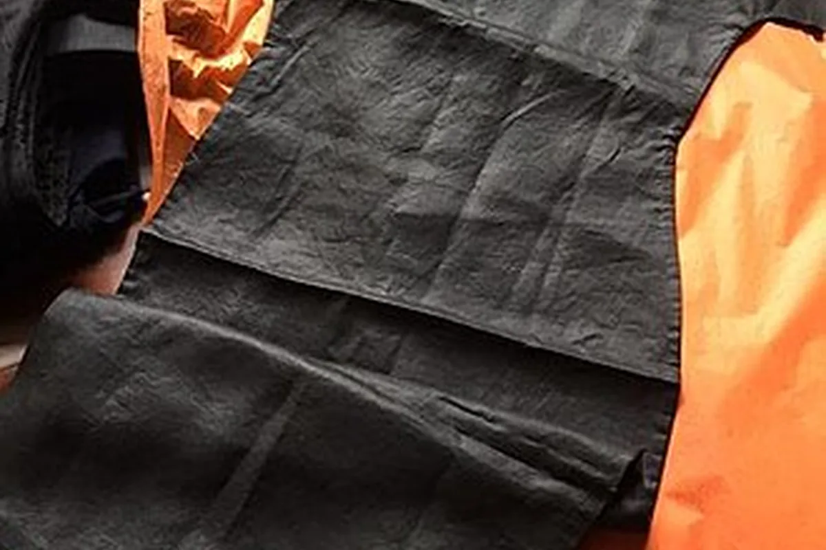 Black silk gauze textile detail from a documented 1930s Chinese qipao