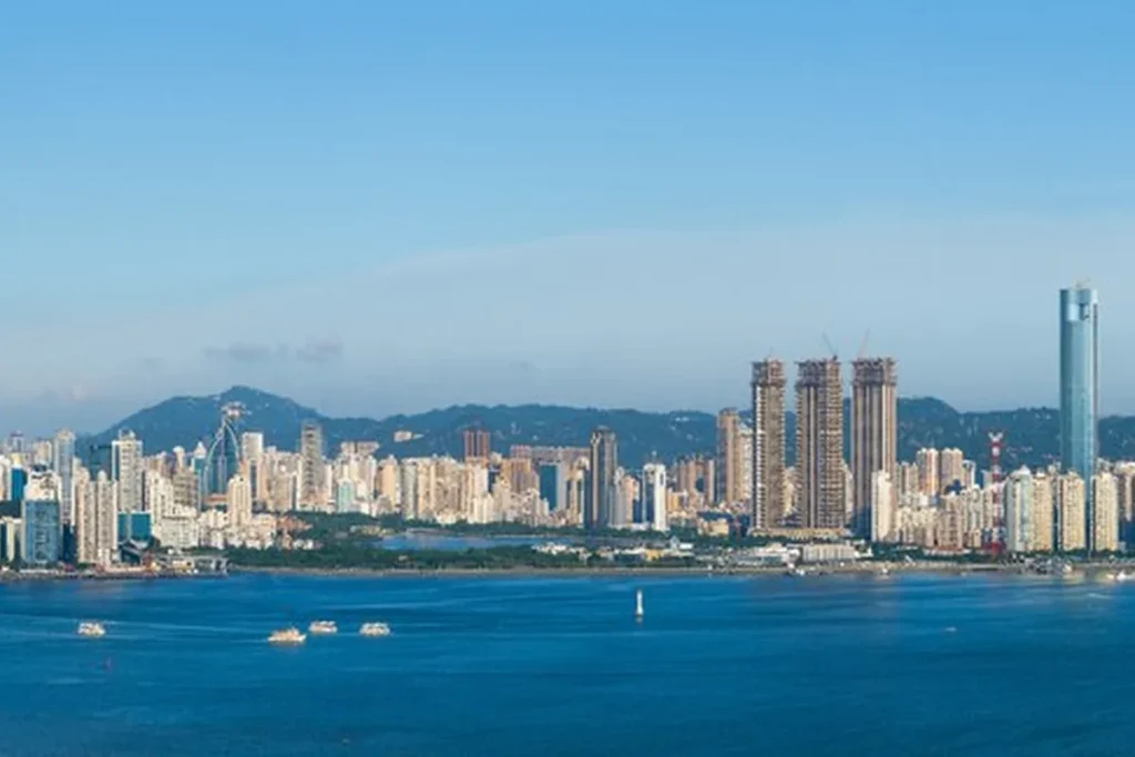 Panoramic view across Xiamen Island and the waterfront