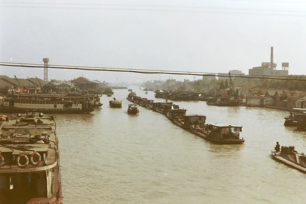 Historic boat traffic on the Grand Canal in Suzhou in 1984